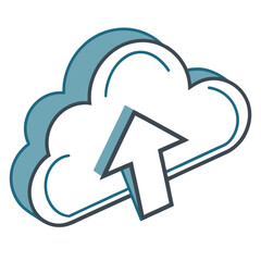 Stylized cloud with up arrow pointing towards the cloud top