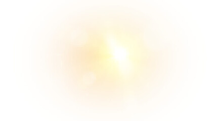 Sunlight flare with golden rays, bright glow, and sparkling reflections. Warm summer atmosphere, nature illumination, and soft daylight vector background illustration.PNG © kulinskaia