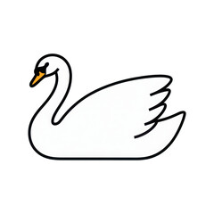 Naklejka premium Minimalist white swan isolated on transparent background