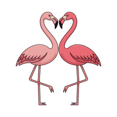 Naklejka premium Flamingo couple forming heart shape isolated on transparent background