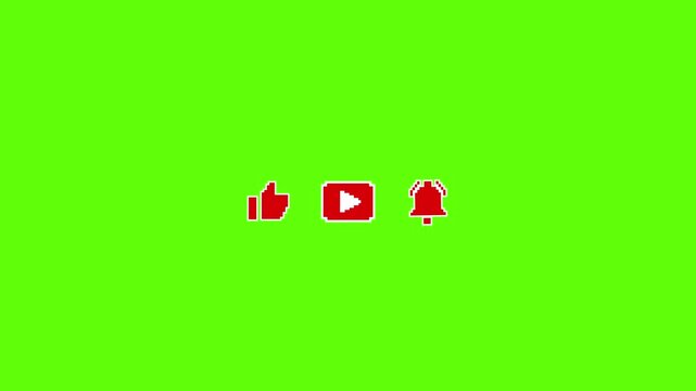 Subscribe Like Bell green screen | pixel style