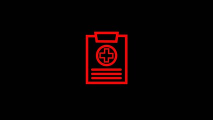 Minimal line style medical clipboard with a cross symbol and text lines on a representing health report, patient record, hospital document, diagnosis, prescription, healthcare management and medical i