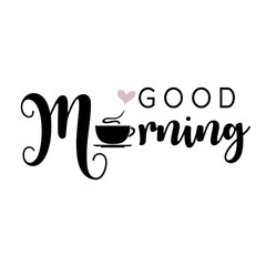 Good Morning lettering Text design png illustration vector 