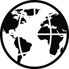 Global earth globe icon black white vector
