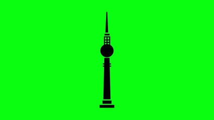 Obraz premium tower animation on Simple minimal line icon representing communication tower, broadcast antenna, observation tower, or landmark design. Perfect for technology intro, architecture motion graphic, 