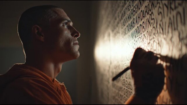 Prisoner Carving Final Message Into Cell Wall