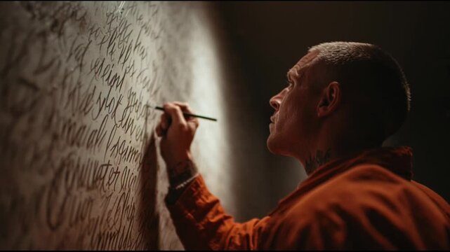 Prisoner Carving Final Message Into Cell Wall