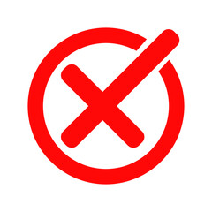 Bold red cancellation symbol encircling an X mark, signifying error, deletion, or incorrectness showcased on transparent background