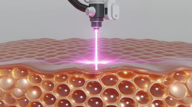 A close-up  Hifu laser machine shot laser through skin surface to the SMAS layer 