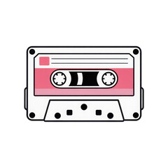 Obraz premium Retro pink cassette tape illustration isolated on transparent background