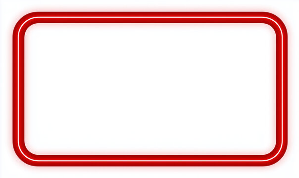 a red rectangular neon light frame on a white background, vector illustration, flat design