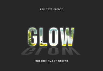 Glowing Reflective Shine and Shadow Text Effect Mockup