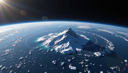 Aerial view of a massive snow-capped mountain island antarctica nature photography arctic environment high altitude tranquility