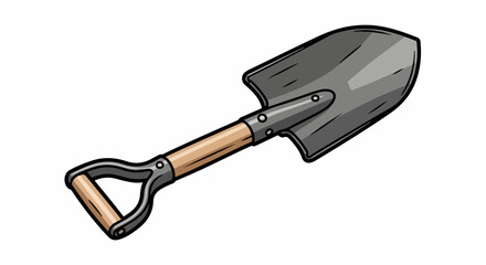 Gardening shovel tool with transparent background