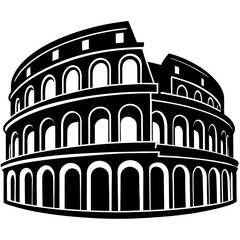 Fototapeta premium Striking black silhouette illustration of the ancient roman colosseum a historical architectural marvel