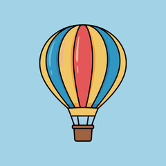 Fototapeta premium Colorful Hot Air Balloon Icon Vector Illustration on Light Blue Background, Representing Travel, Adventure, Exploration, Vacation, and Freedom Concepts in Fun Cartoon Design Style