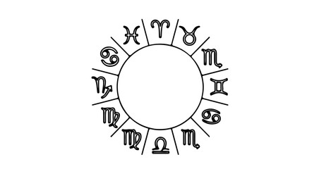 Fototapeta premium Astrological zodiac signs arranged in a circle, representing the twelve houses
