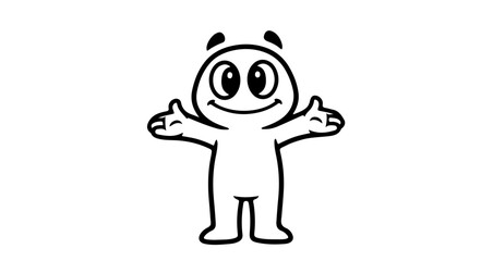 Obraz premium Cartoon character with open arms, a simple and friendly design for kids content