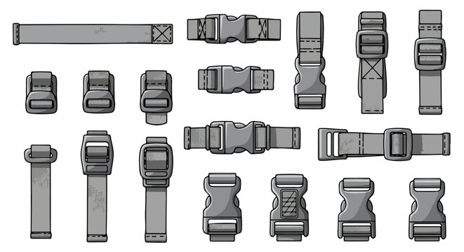 Buckles and straps collection in gray color