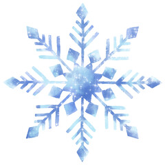 Ilustración copo de nieve frío acuarela brillo azul hielo invierno 