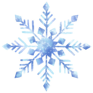 Ilustraci&oacute;n copo de nieve fr&iacute;o acuarela brillo azul hielo invierno 