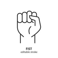Fist line icon. Power, freedom, protest symbol. Vector illustration. Editable stroke.