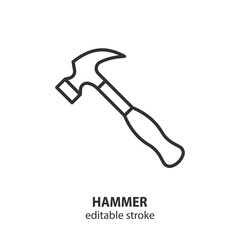 Hammer line icon. Tools vector illustration. Editable stroke.