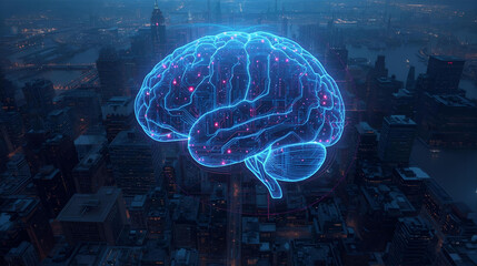 Futuristic ai digital brain neural network abstract technology background