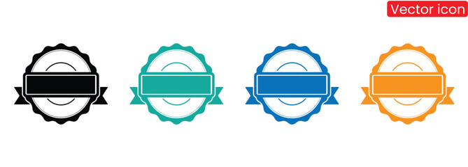 Variety of colorful stamp badges ready to customize for product promotion and business branding.