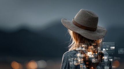 Embracing nature: the serenity of travelers amidst majestic landscapes. Futuristic data. Majestic exploration: a rustic traveler's dream amidst the azores. Digital control. Smart analytics.