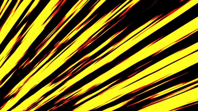 Yellow anime-style speed lines streaking across a black background, evoking energy, intensity, and speed. Ideal for action sequences and fast transitions, 4K video.