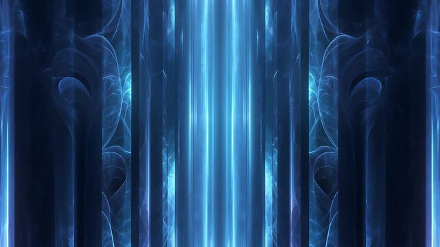 Abstract Blue Vertical Fractal Background, Seamless Loop Video for Motion Graphics and Visual Effects