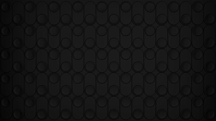 3d abstract circle and capsule landscape, black background