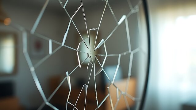 tennessine. Cracked mirror with a distorted reflection and broken surface texture. wellbeing guides, coaching materials, designed for coaching and self-improvement content, used by account managers.