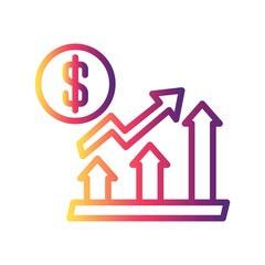 Business Growth Color gradient illustration vector icon which can easily modify or edit 
