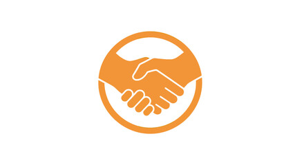 Obraz premium Professional orange handshake logo, symbolizing partnerships, deals, agreements, and collaboration in business for success and trustworthy connections