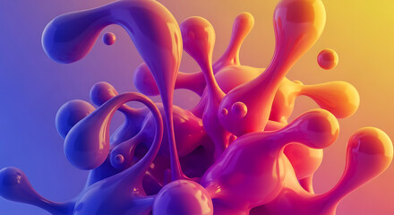 Vibrant abstract liquid forms with gradient lighting and smooth textures