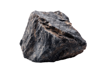 Close-up of a dark gray, rough-textured stone
