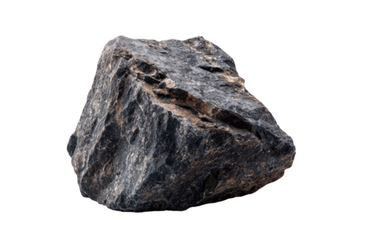 Close-up of a dark gray, rough-textured stone