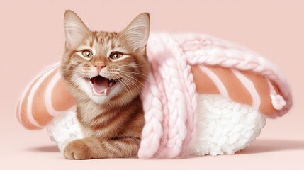 Sushi Cat on Rice Pillow