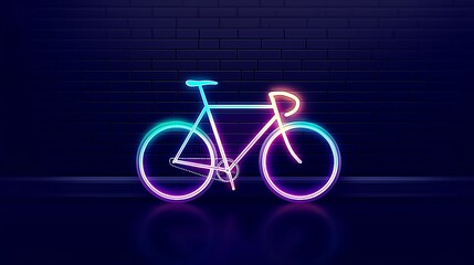 Neon Bicycle Against Brick Wall