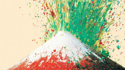 Colorful Volcanic Eruption in Abstract Style