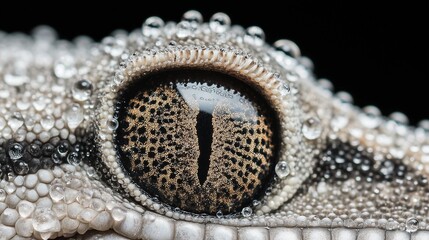 Reptile Eye with Water Droplets Close-Up