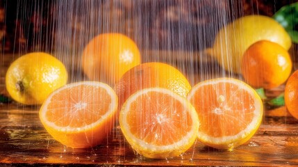 Fresh Citrus Fruits with Water Splash