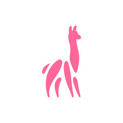 Naklejka premium Llama Animal Logo. Elegant and abstract design, perfect for organic product and nature brand.