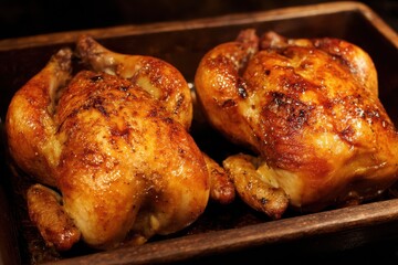 Cornish Hens Duo in Baking Pan. Delicious and Nutritious Meaty Meal
