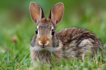 Cotton Tail Rabbit. Closeup of a Young Eastern Cottontail Rabbit in Wildlife Habitat