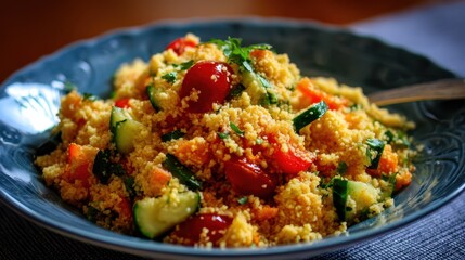 Couscous Salat - Delicious Turkish Side Dish with Slight Freshness of Paprika and Tomatoes