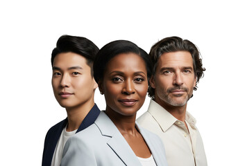 Professional Group Portrait of Diverse Team on White Background