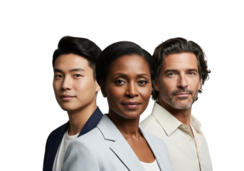 Professional Group Portrait of Diverse Team on White Background